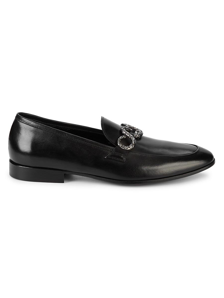 Roberto Cavalli Firenze Snake-embellished Leather Loafers in Black for Men  | Lyst