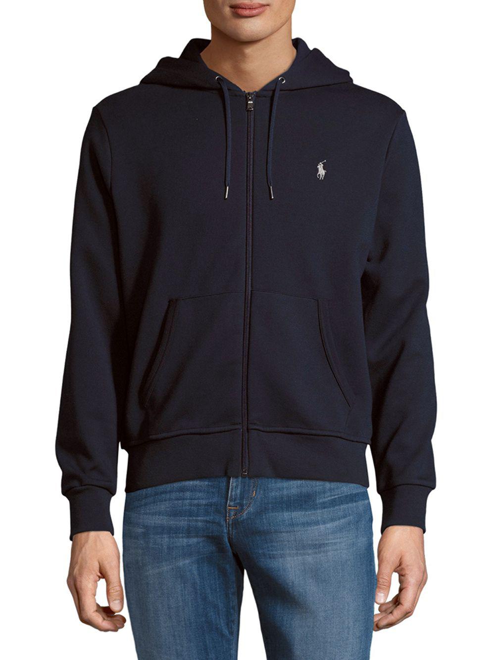  Polo  Ralph Lauren Solid Cotton Zipper  Hoodie  in Blue for 