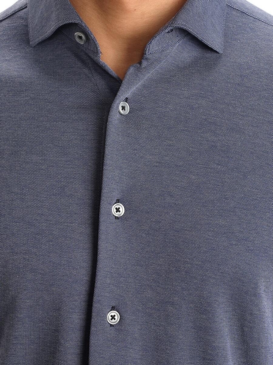 Garnet Jersey Knit Button Down Shirt in Blue for Men Lyst UK