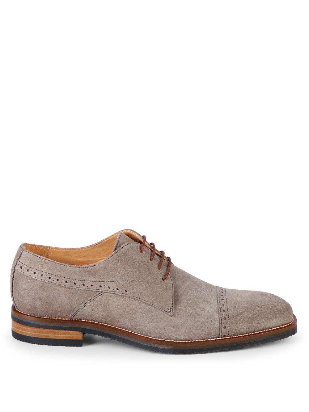 Saks Fifth Avenue Cap Toe Suede Derby Shoes in Grey (Gray) for Men - Lyst