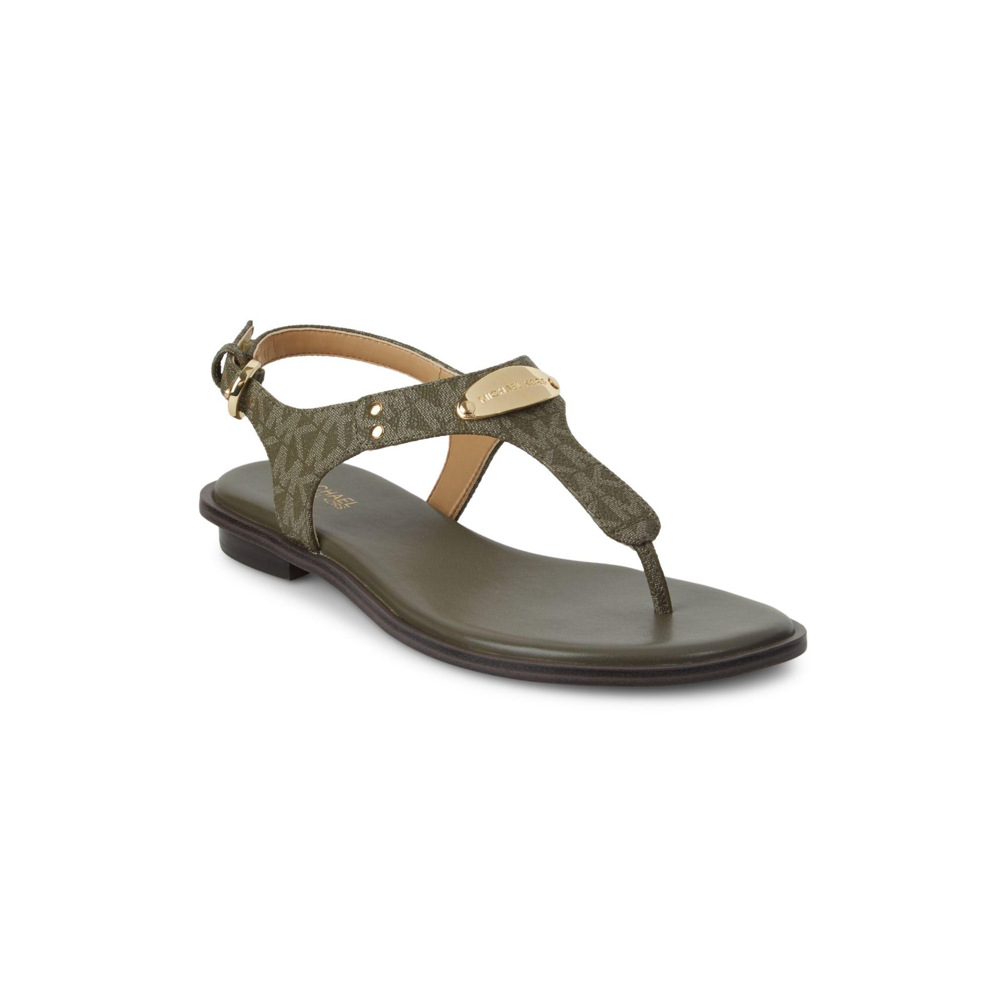 MICHAEL Michael Kors Mk Plate Thong Sandals in Green | Lyst