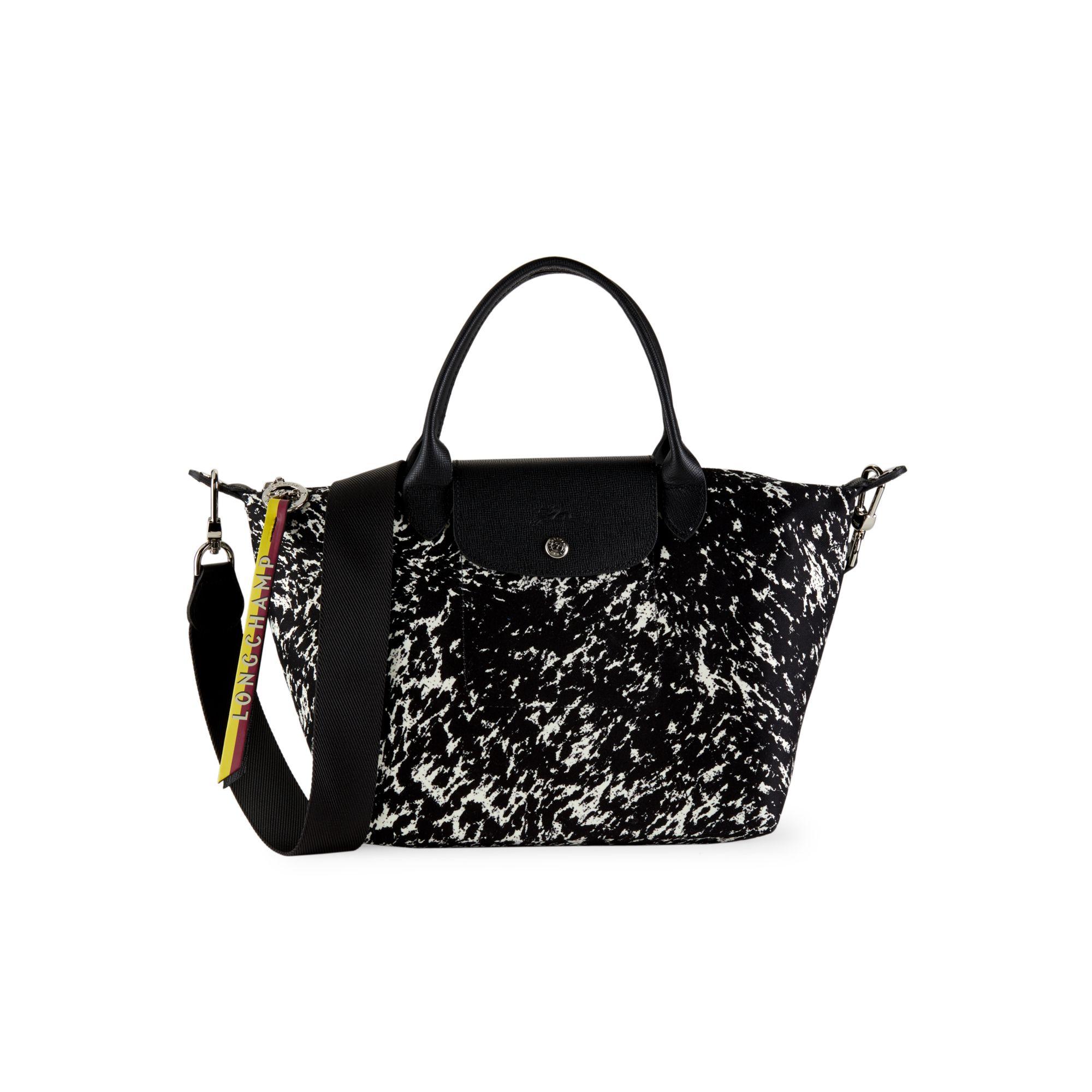 Longchamp Le Pliage Appaloosa Top Handle Textile Bag in Black | Lyst