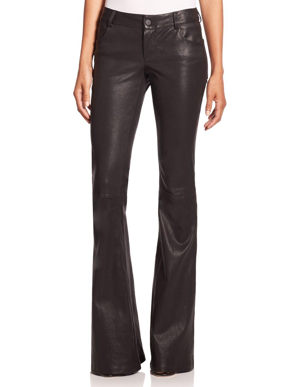 Alice + Olivia Leather Bell Pants in 