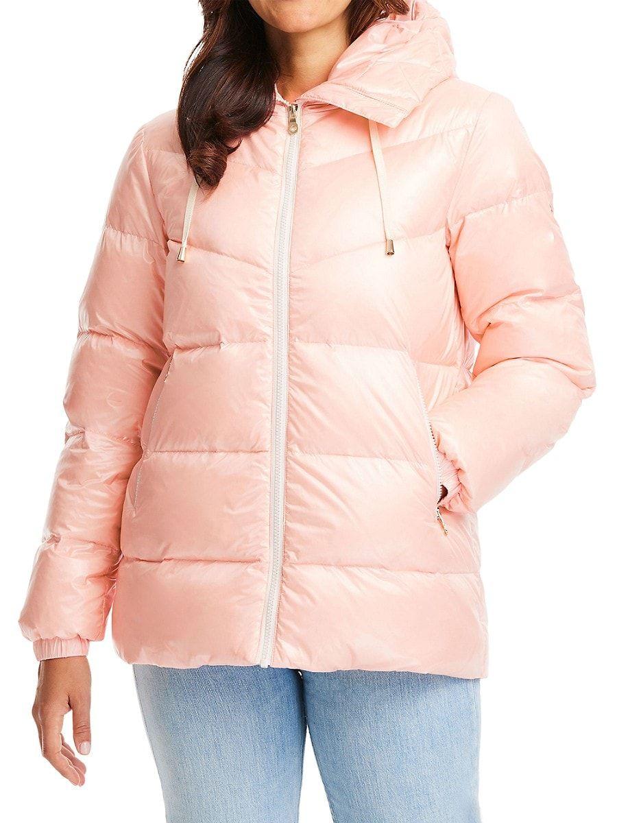 Kate Spade Down Hooded Puffer Jacket in Pink | Lyst