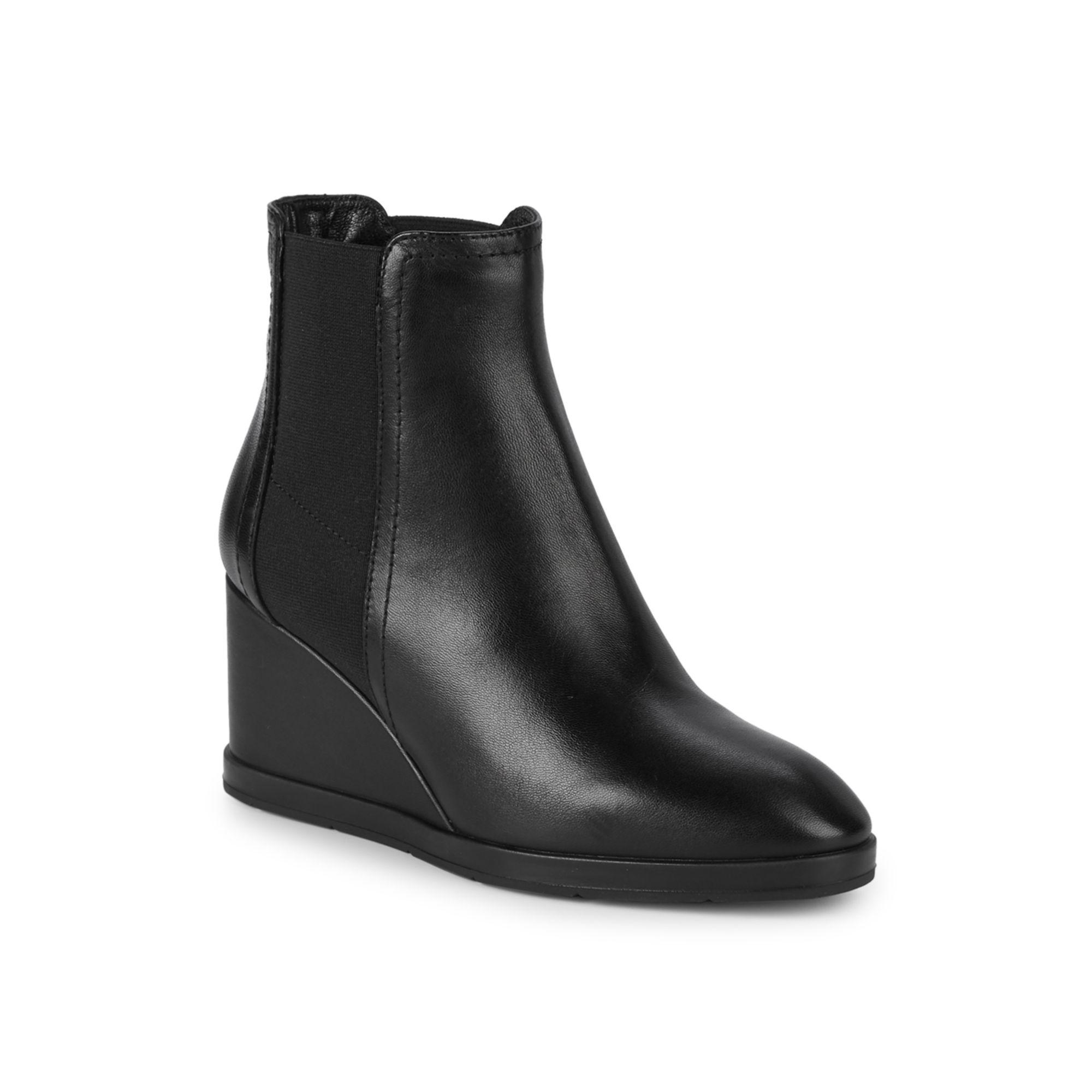 Leather Jaelynn Wedge Ankle Boots 