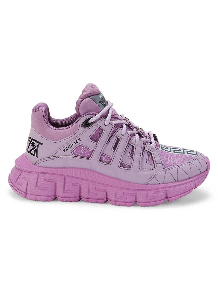 Versace Greca Leather Platform Sneakers in Purple | Lyst