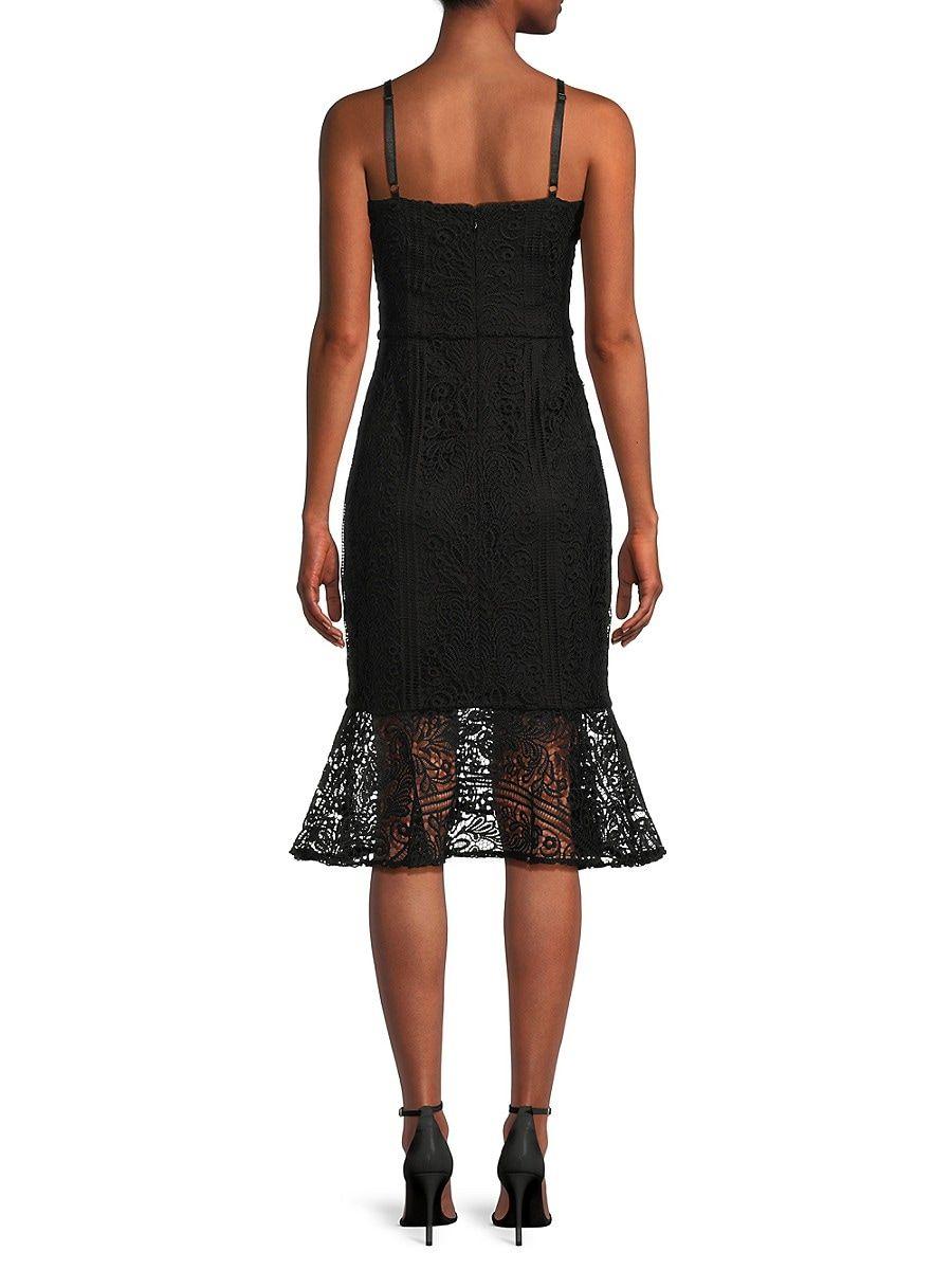 Guess Lace Trumpet Midi Dress in Blue Lyst