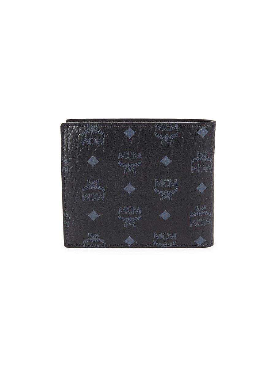 Black Leather Visetos Bifold Wallet