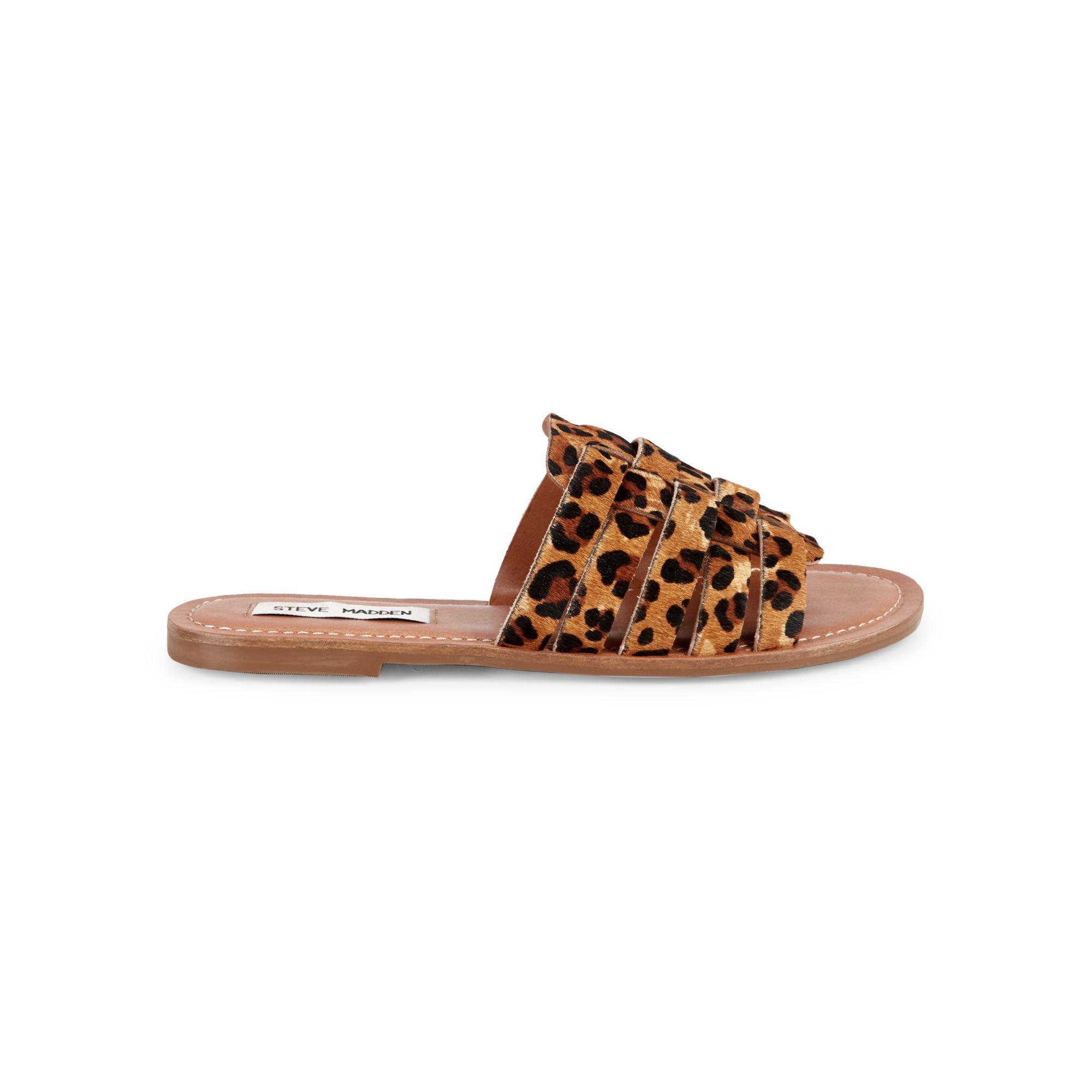 Masi Leopard Print Calf Hair Sandals 