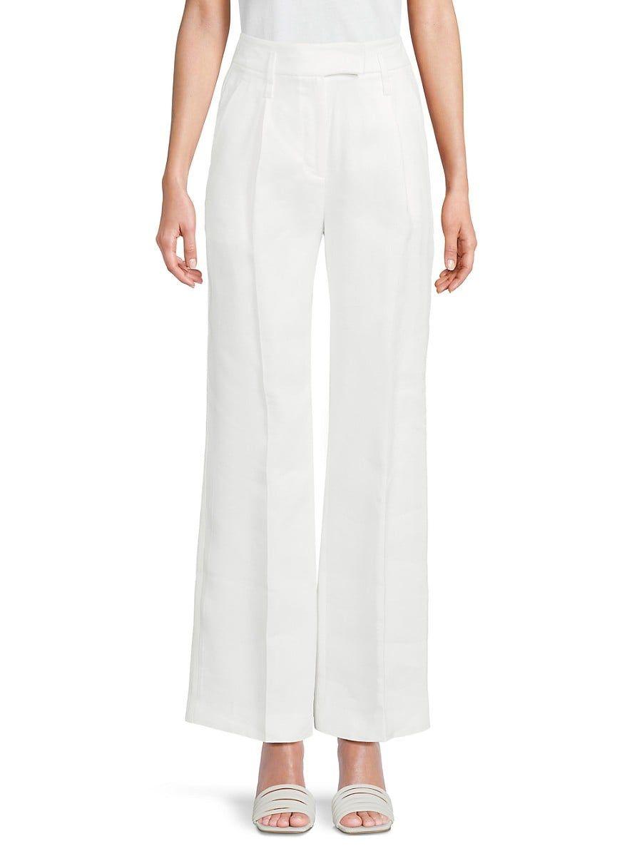 Reiss Willow Linen Blend High Rise Trousers in White | Lyst