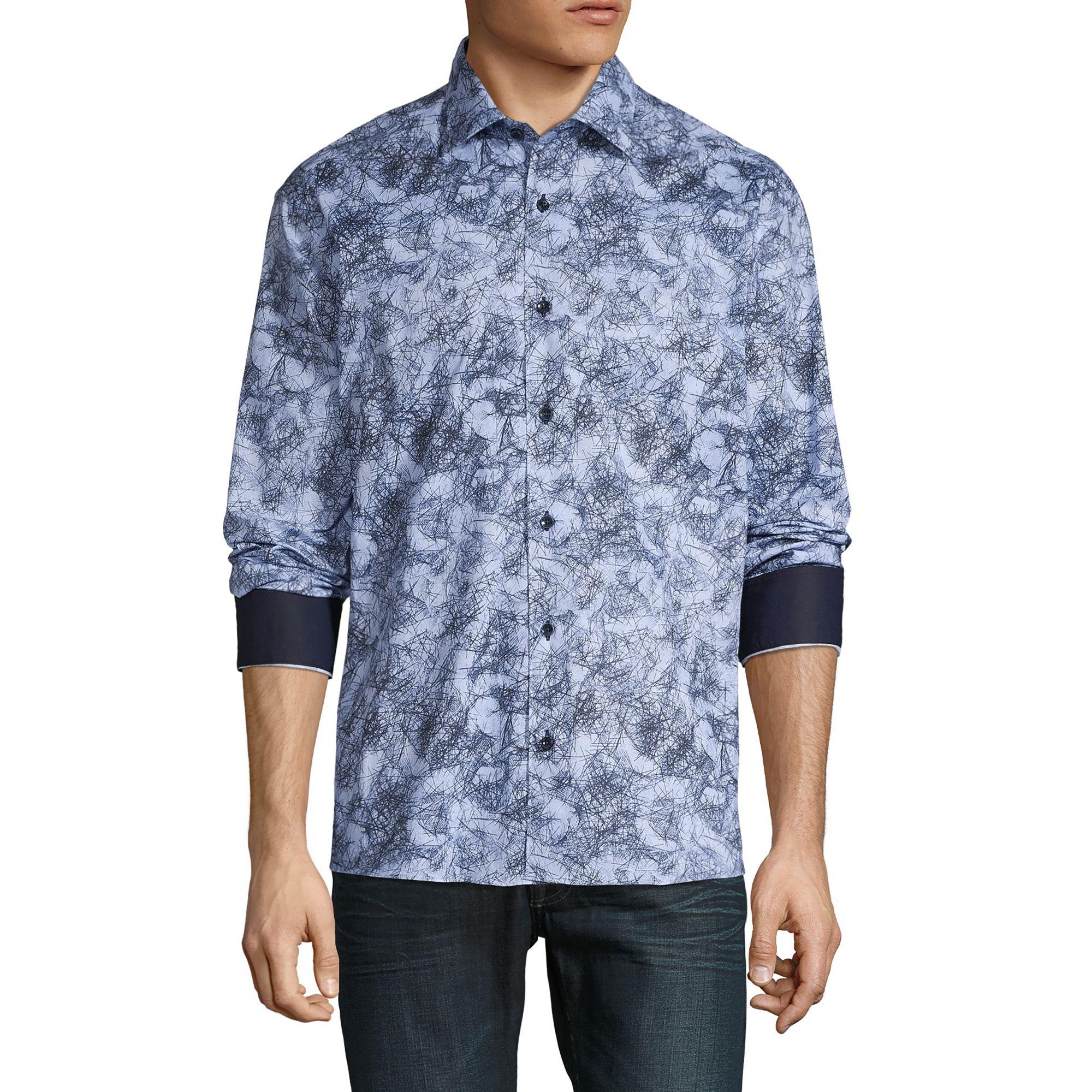 Bertigo Cotton Long-sleeve Poplin Shirt in Blue for Men - Lyst