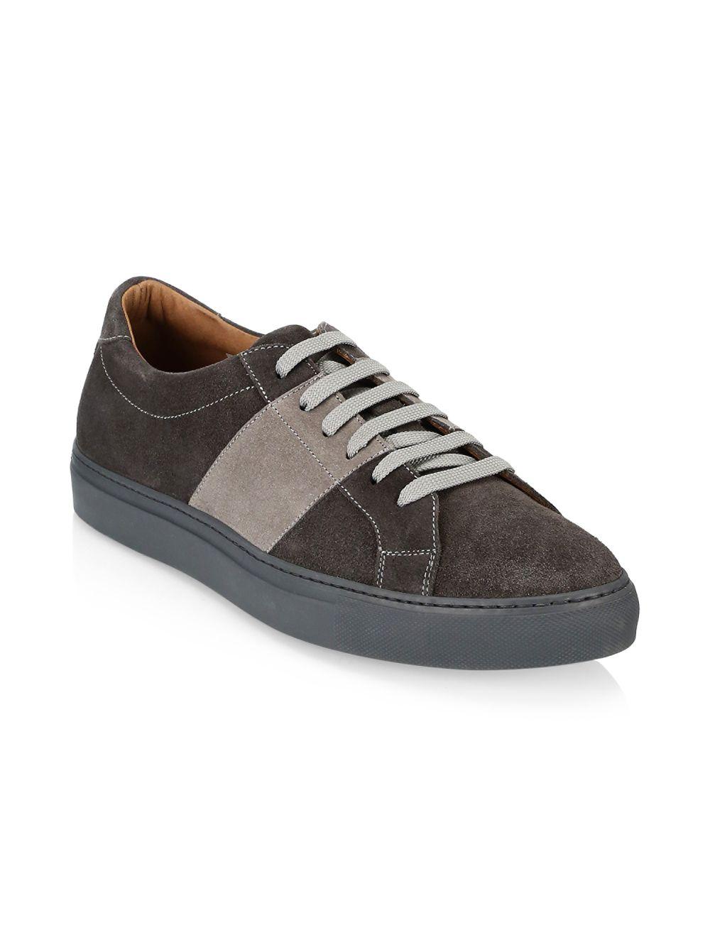 Saks Fifth Avenue Collection Mixed Media Suede Sneakers in Grey (Gray ...