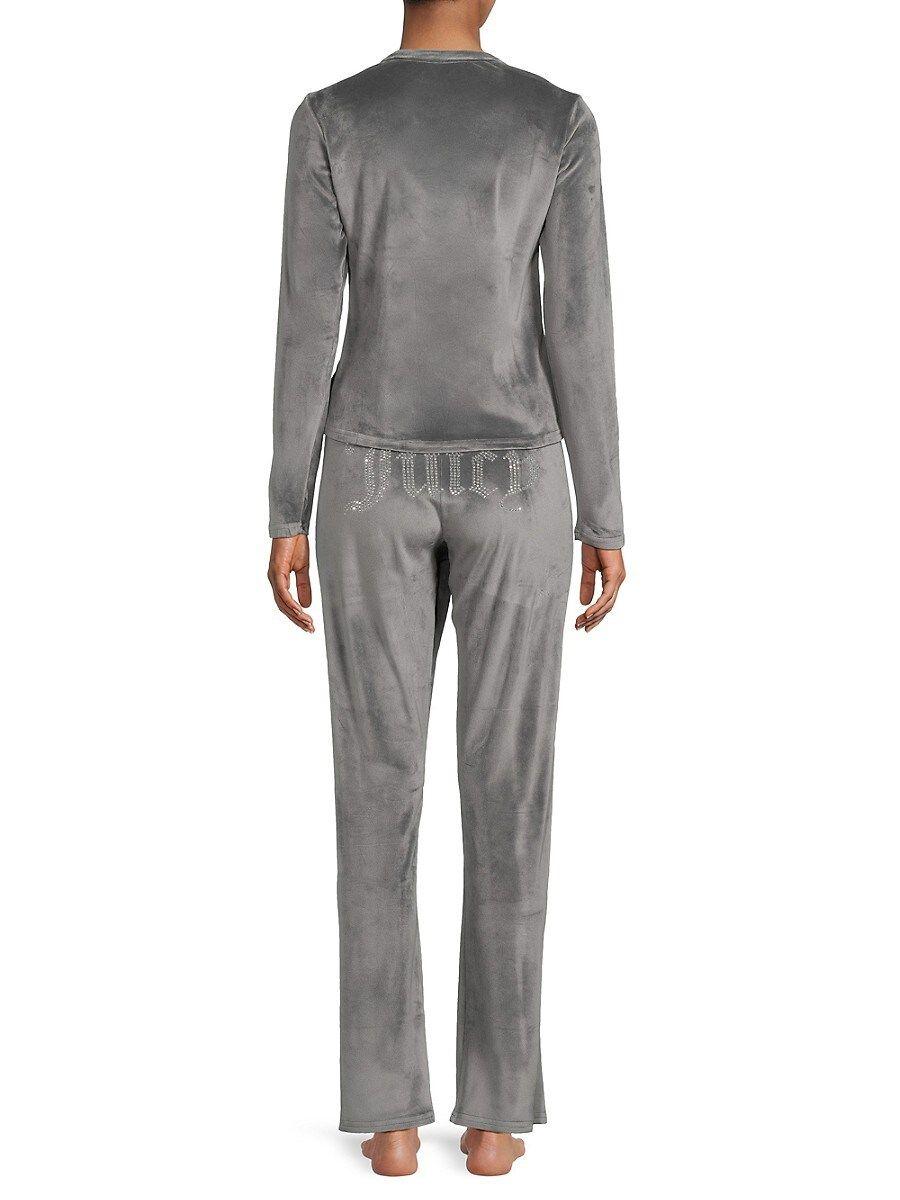 Juicy Couture 2 piece Logo Top Pants Pajama Set in Gray Lyst