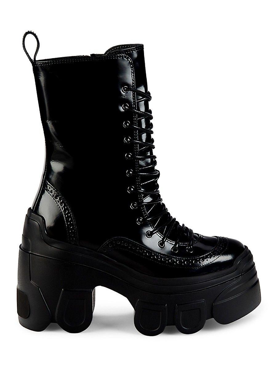Simone Rocha Tracker Sole Patent Leather Combat Boots in Black Lyst