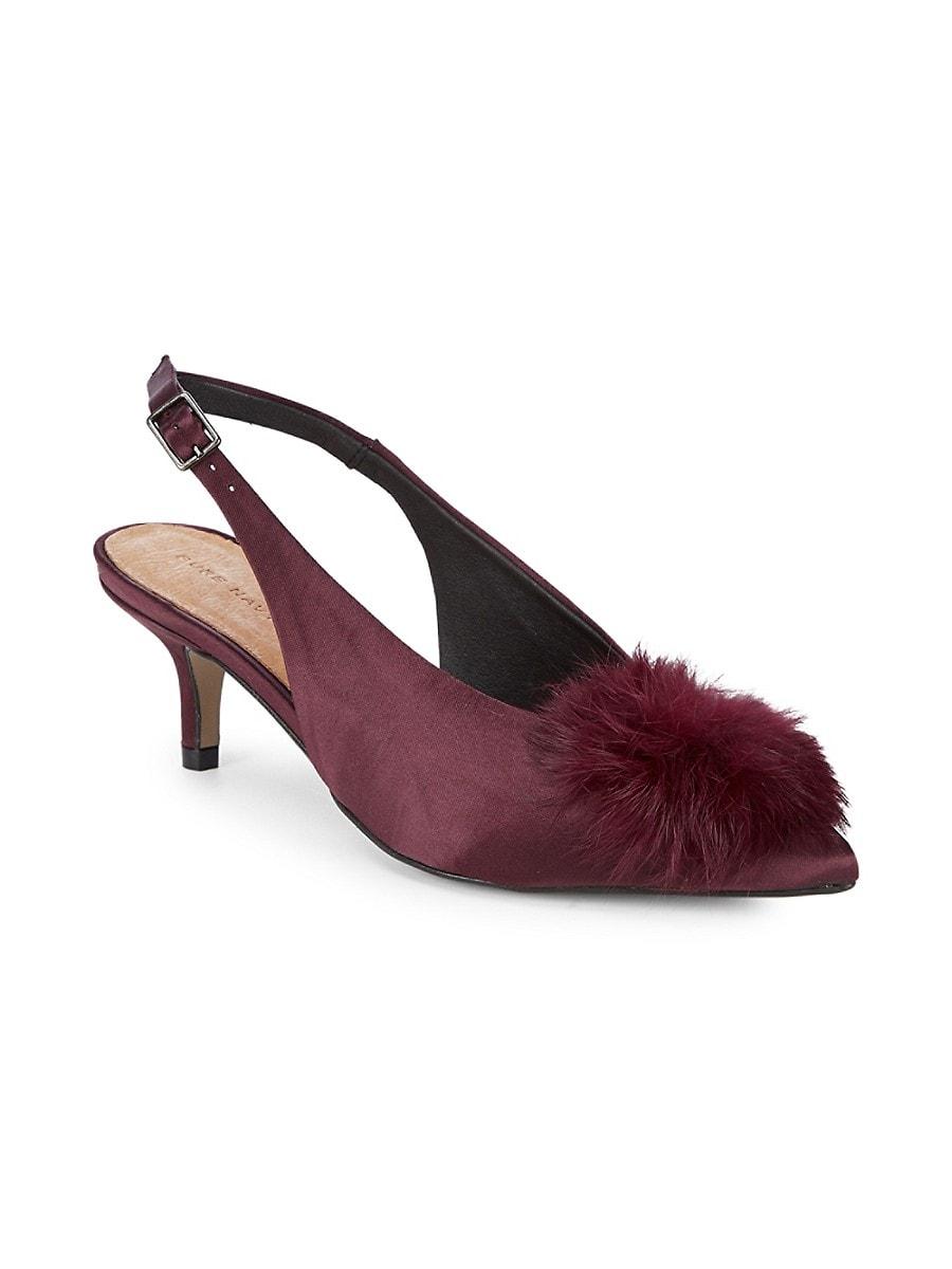 fur kitten heel slippers