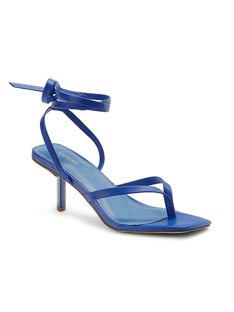 Guess Tie Up Kitten Heel Sandals in Blue | Lyst