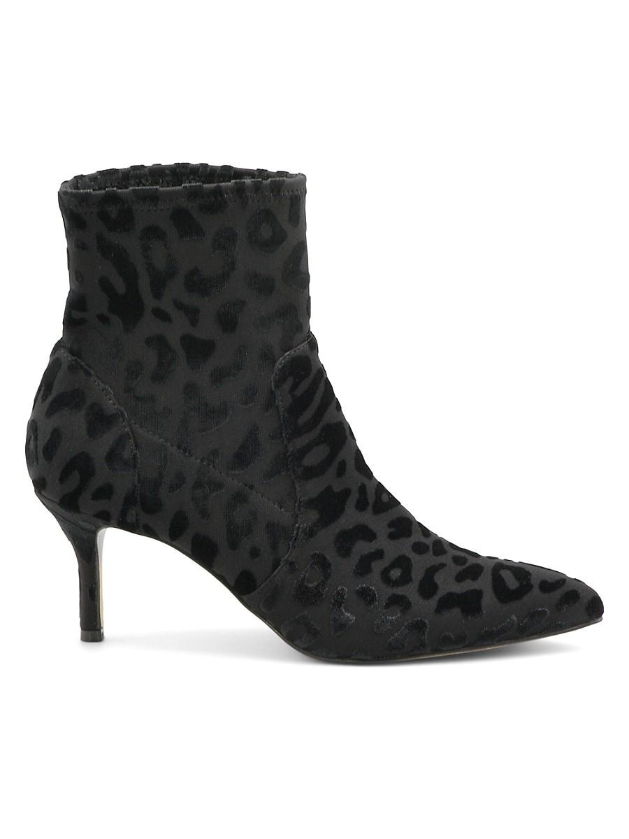 Charles David Arber Leopard Flocked Heel Sock Booties in Black Lyst UK