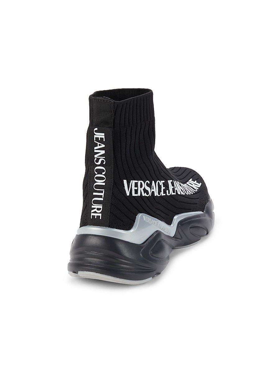 Versace Jeans Couture Logo Sock Boots in Black for Men | Lyst