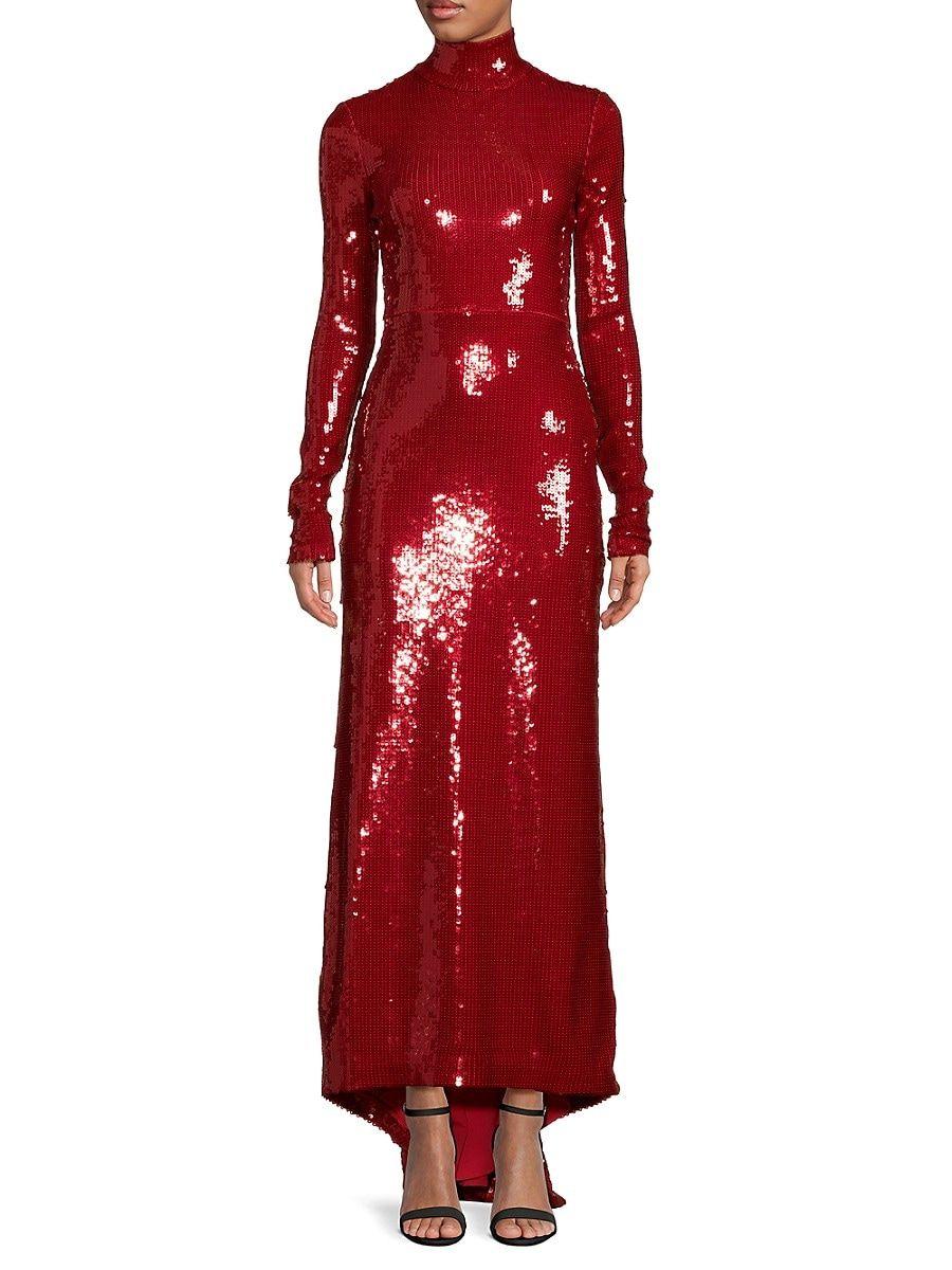 LAQUAN SMITH Liquid Sequin Column Gown in Red | Lyst