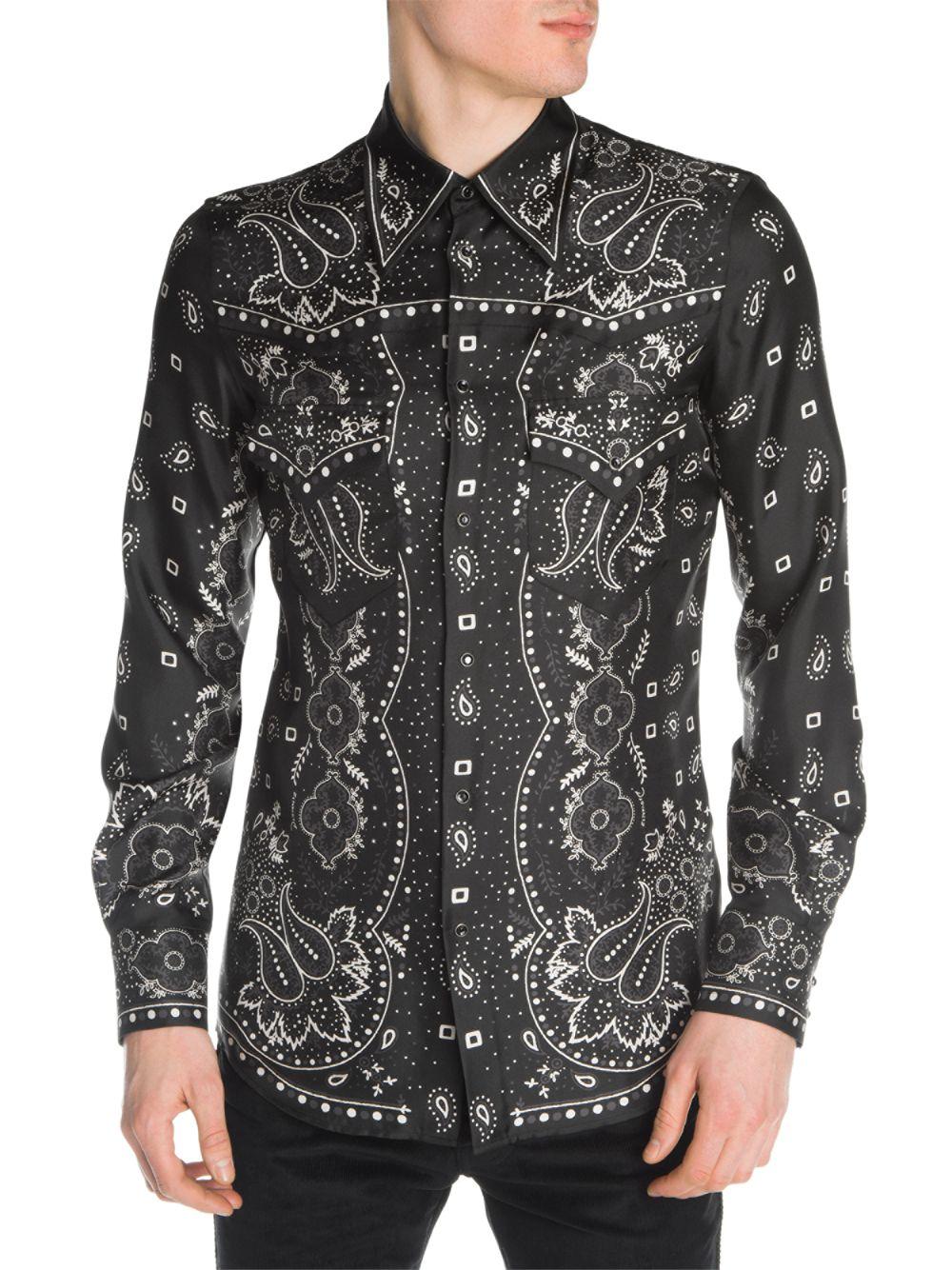 Viktor & Rolf Silk Bandana Print Button-down Shirt in Black for Men - Lyst