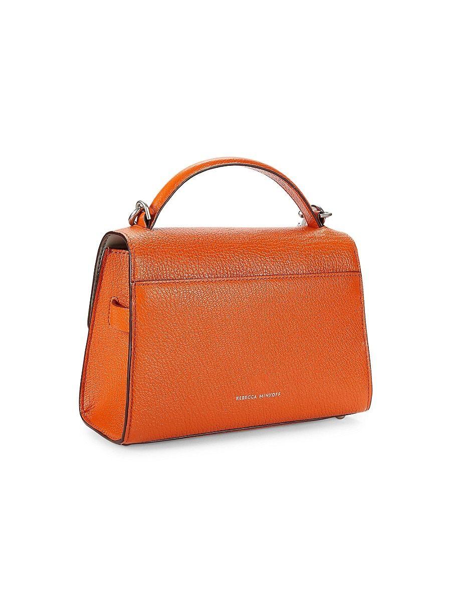 Rebecca Minkoff Lou Leather Top Handle Bag in Orange | Lyst