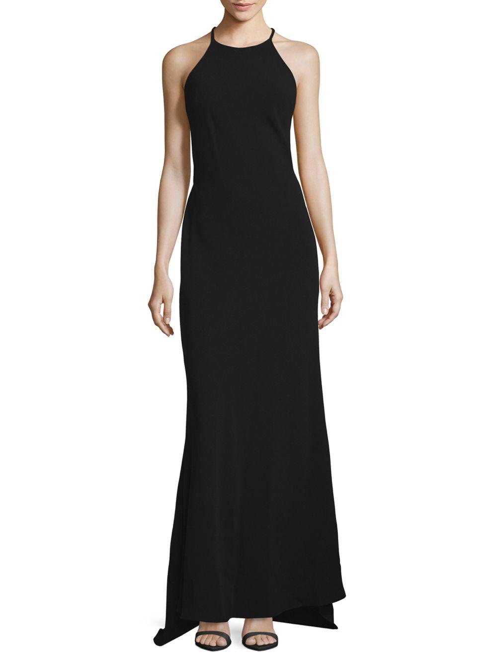 calvin klein black halter gown