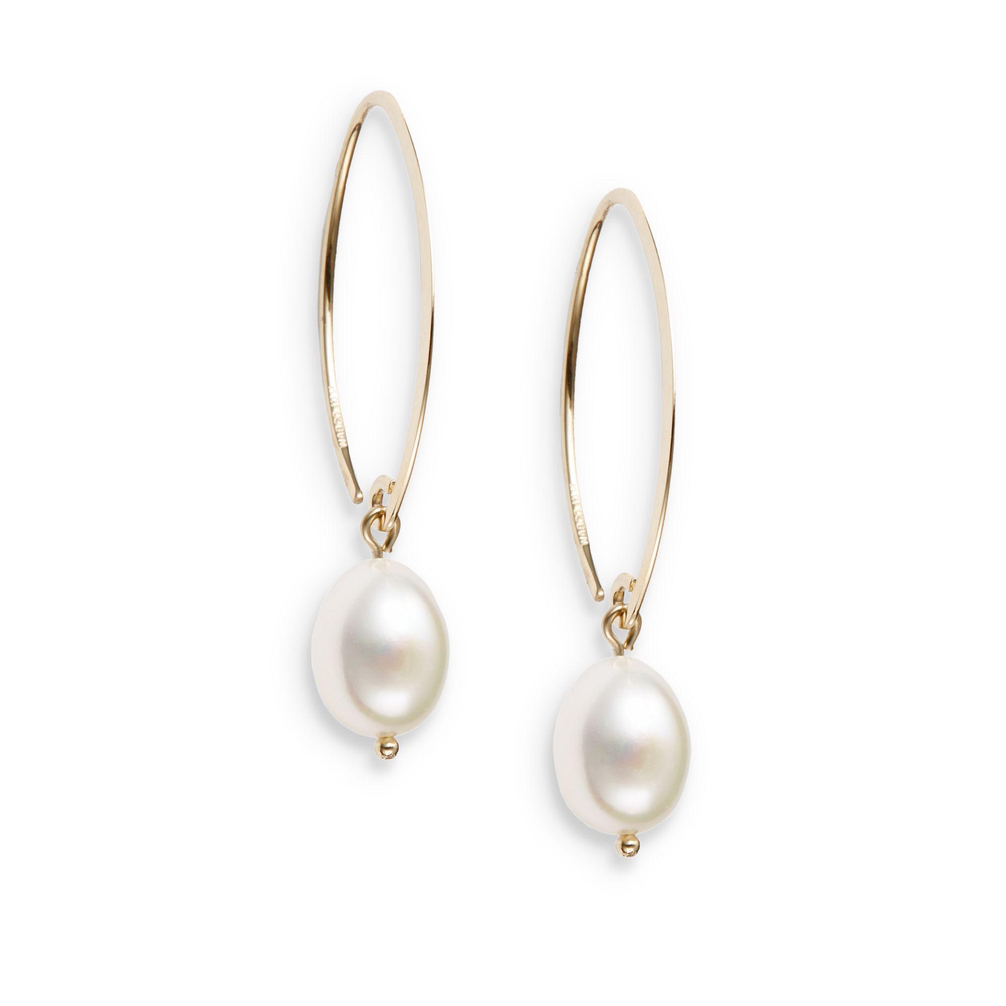Saks Fifth Avenue 10mm White Oval Freshwater Pearl & 14k Yellow Gold ...