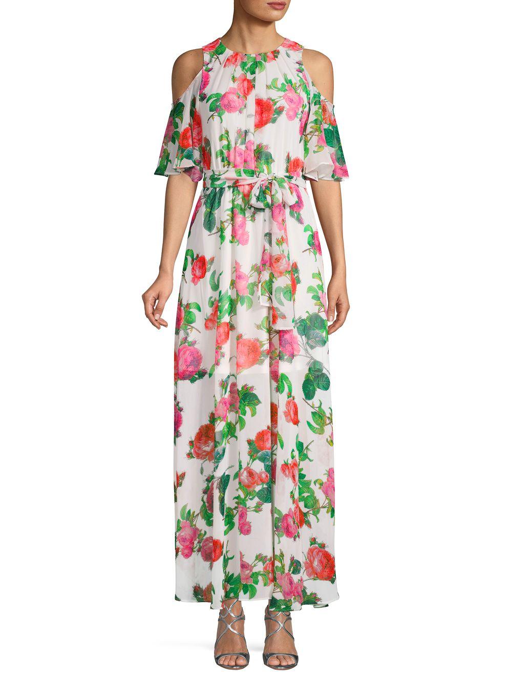 calvin klein long floral dress