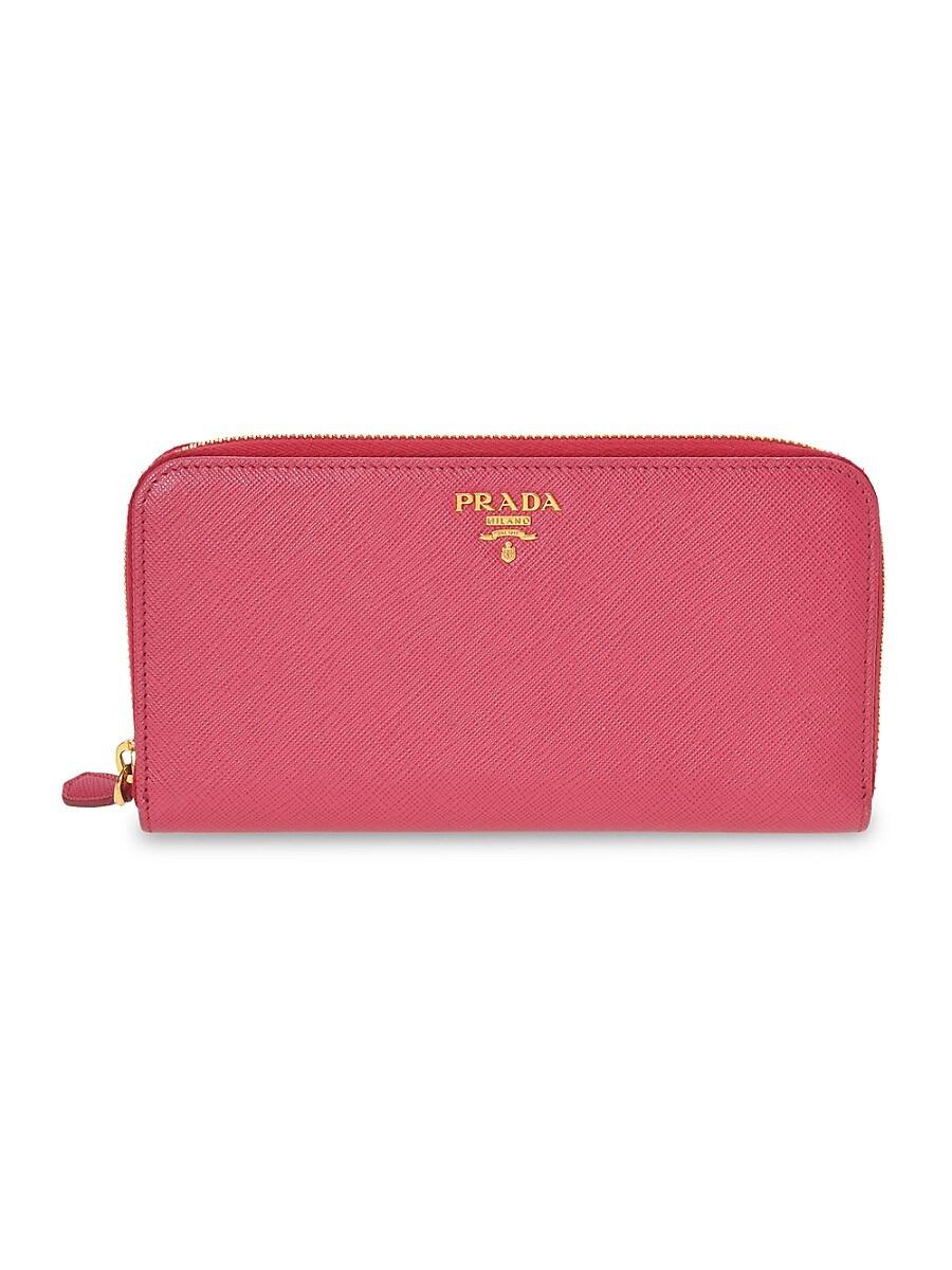 Prada Saffiano Leather Zip-around Wallet in Pink | Lyst