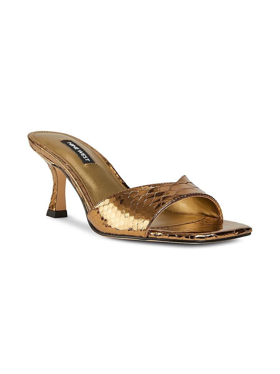 Nine West Rokke 65Mm Snakeskin-Print Faux Leather Sandals in