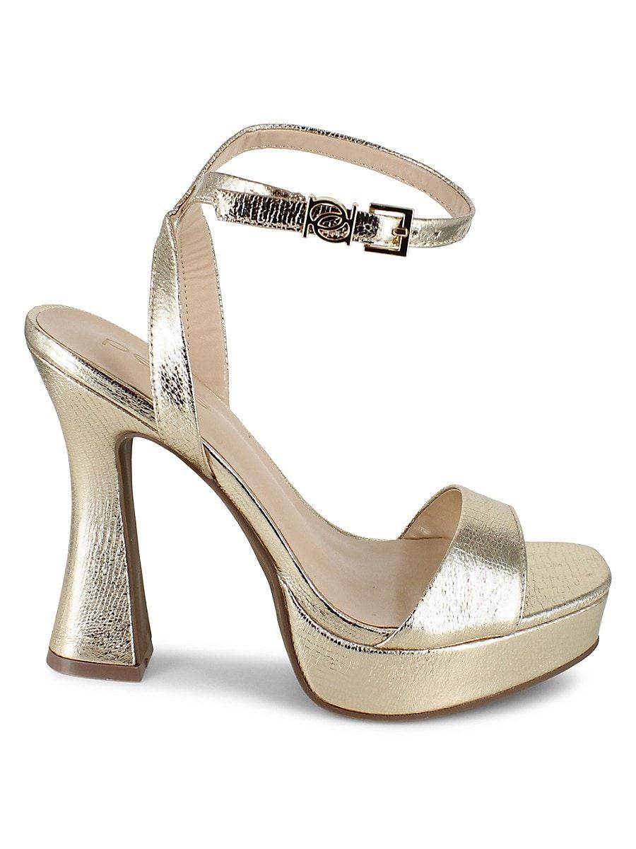 Bebe Metallic Ankle Strap Platform Sandals Lyst