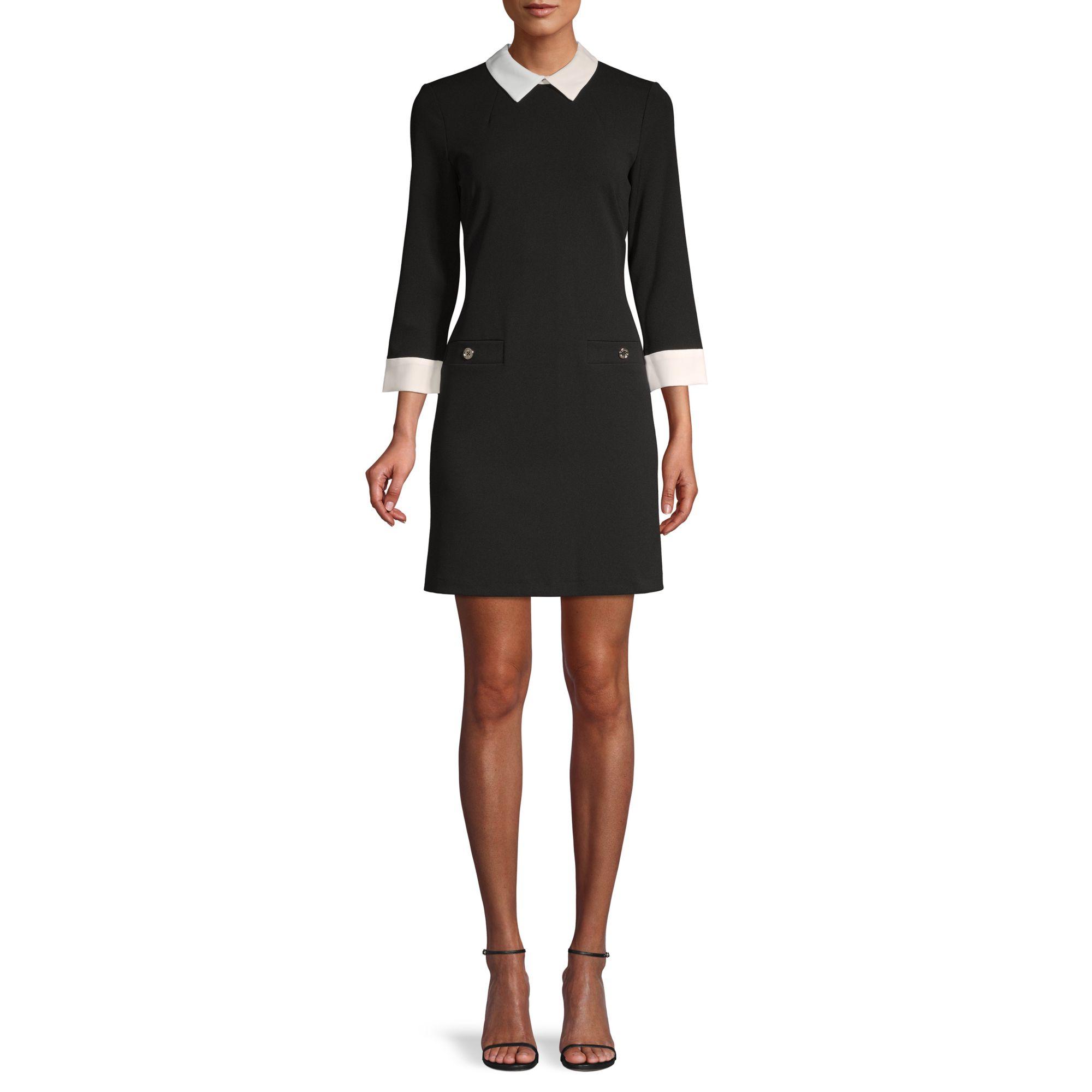 Tommy Hilfiger Collared Shift Dress in Black | Lyst