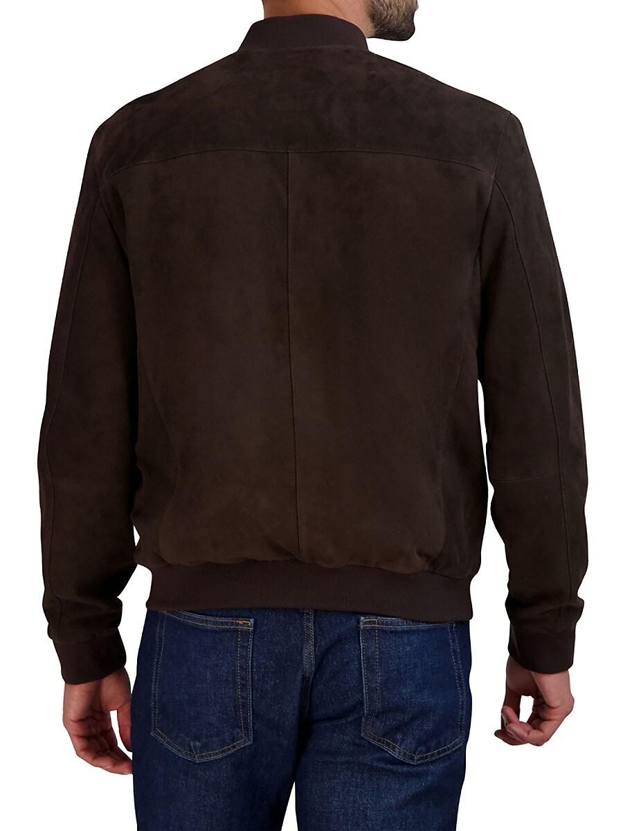 Cole Haan Suede Bomber Jacket in Blue for Men Lyst