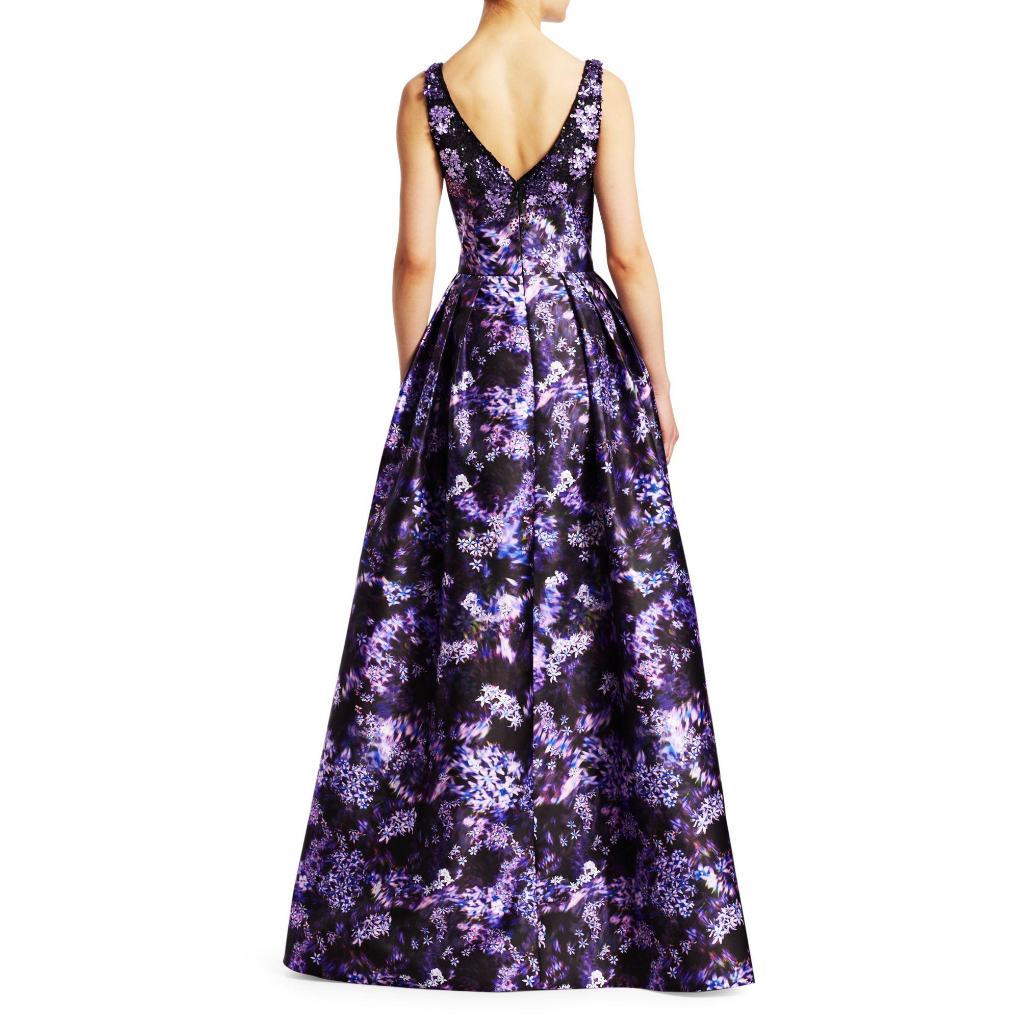 printed evening gown