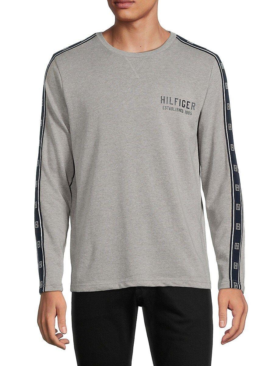 Tommy Hilfiger Logo Long-sleeve T-shirt in Gray for Men | Lyst