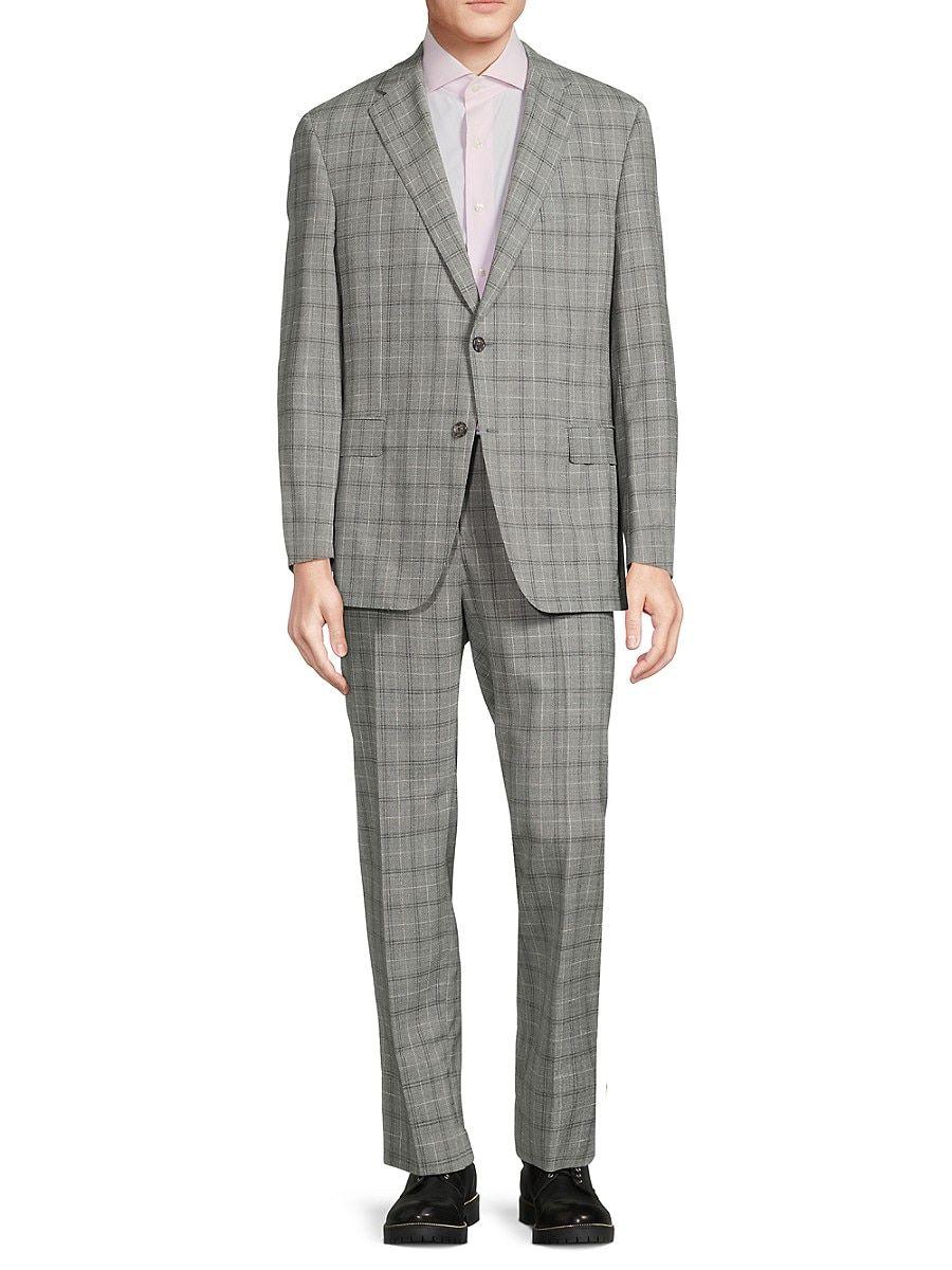 Samuelsohn Plaid Wool Blend Suit in Gray for Men | Lyst