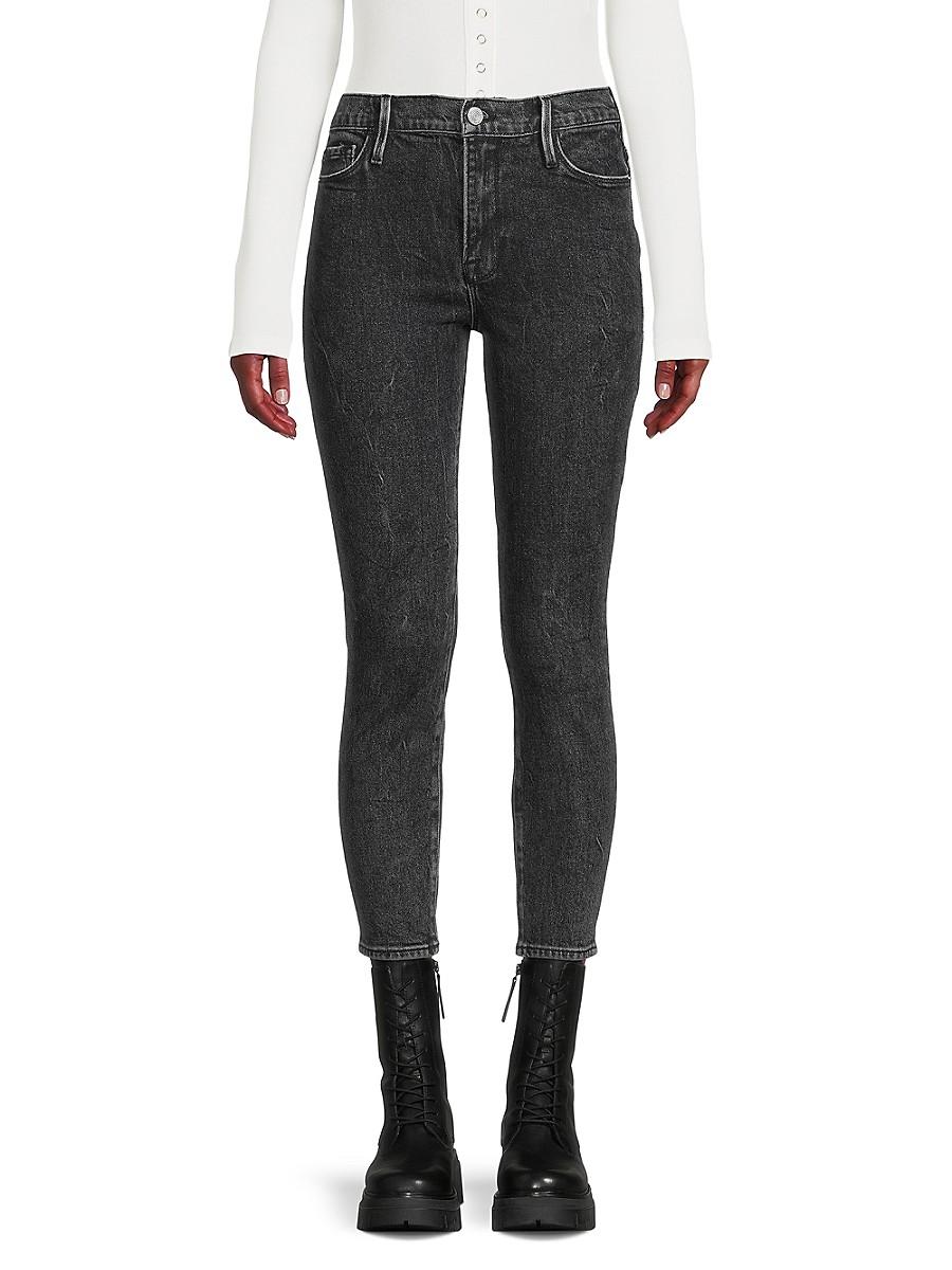 FRAME Ali High Rise Cigarette Jeans in Black Lyst
