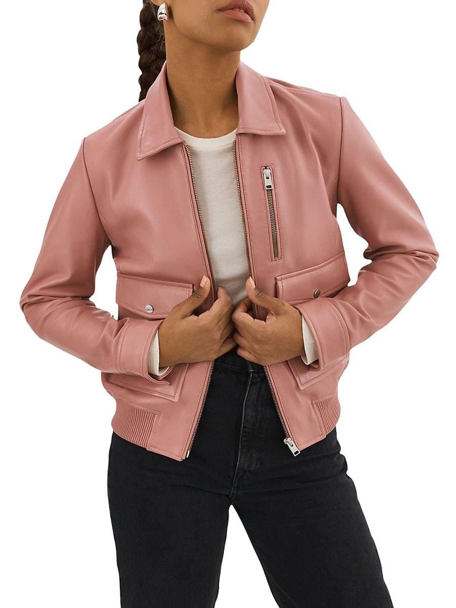 Aviator Jacket Miss Selfridge Leather Jacket Pink Womens Long