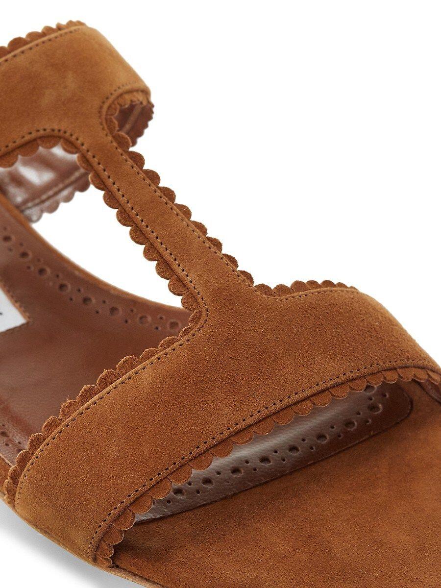 Manolo Blahnik Artas Suede Sandals in Brown | Lyst