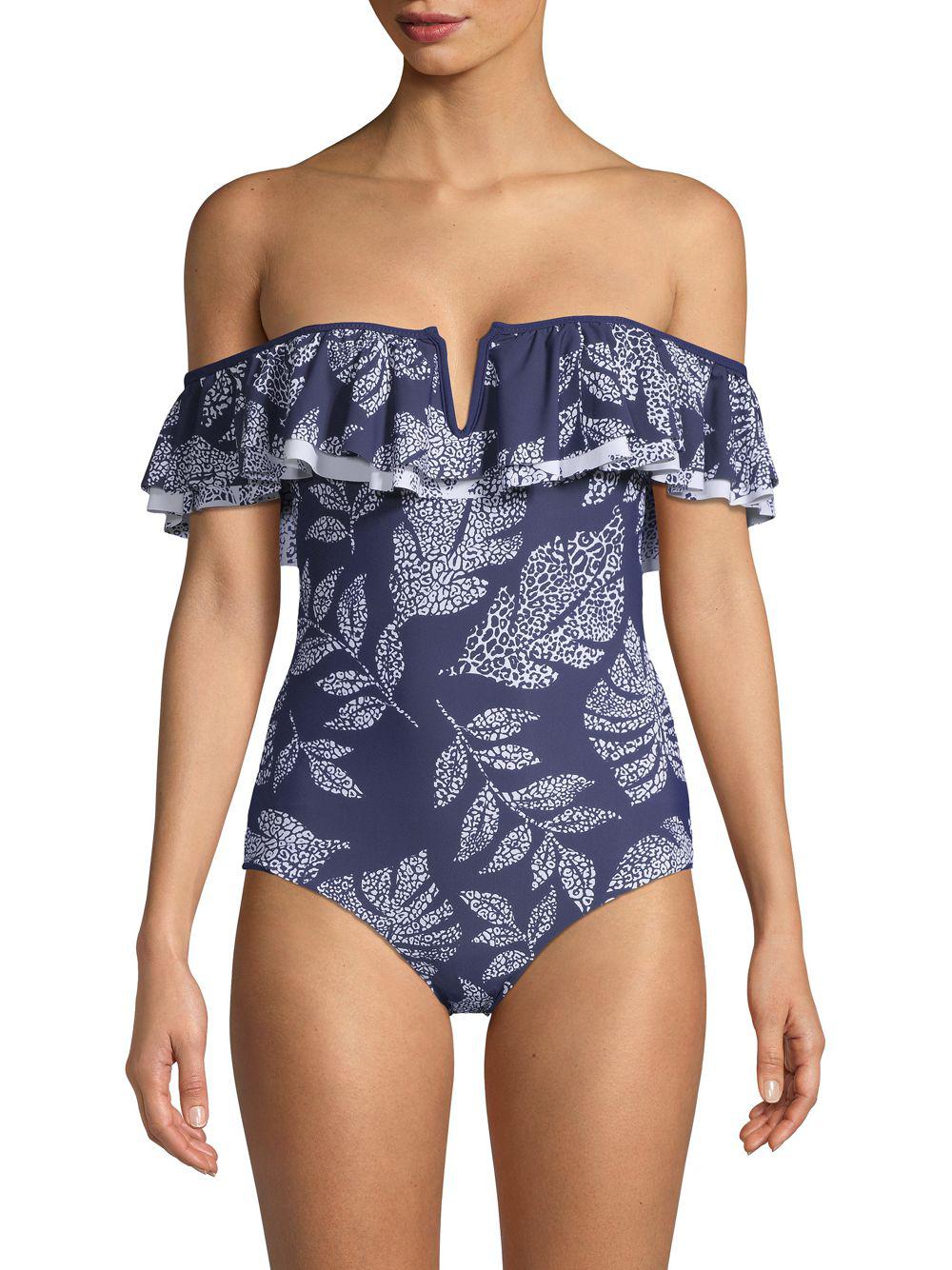 red carter off the shoulder one piece