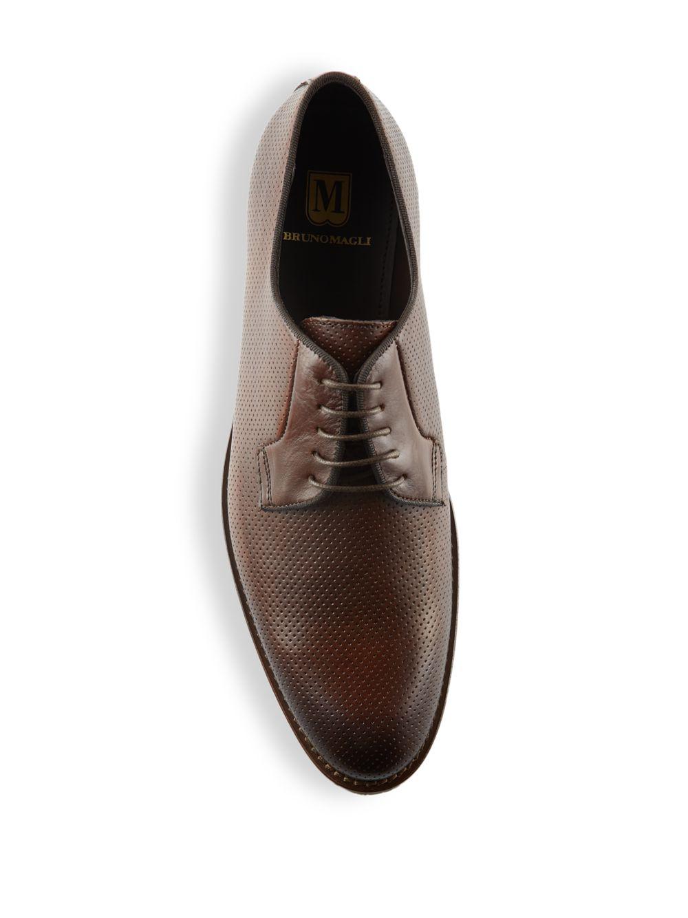 Bruno Magli Antonio Perforated Leather Dress Shoes in Brown for