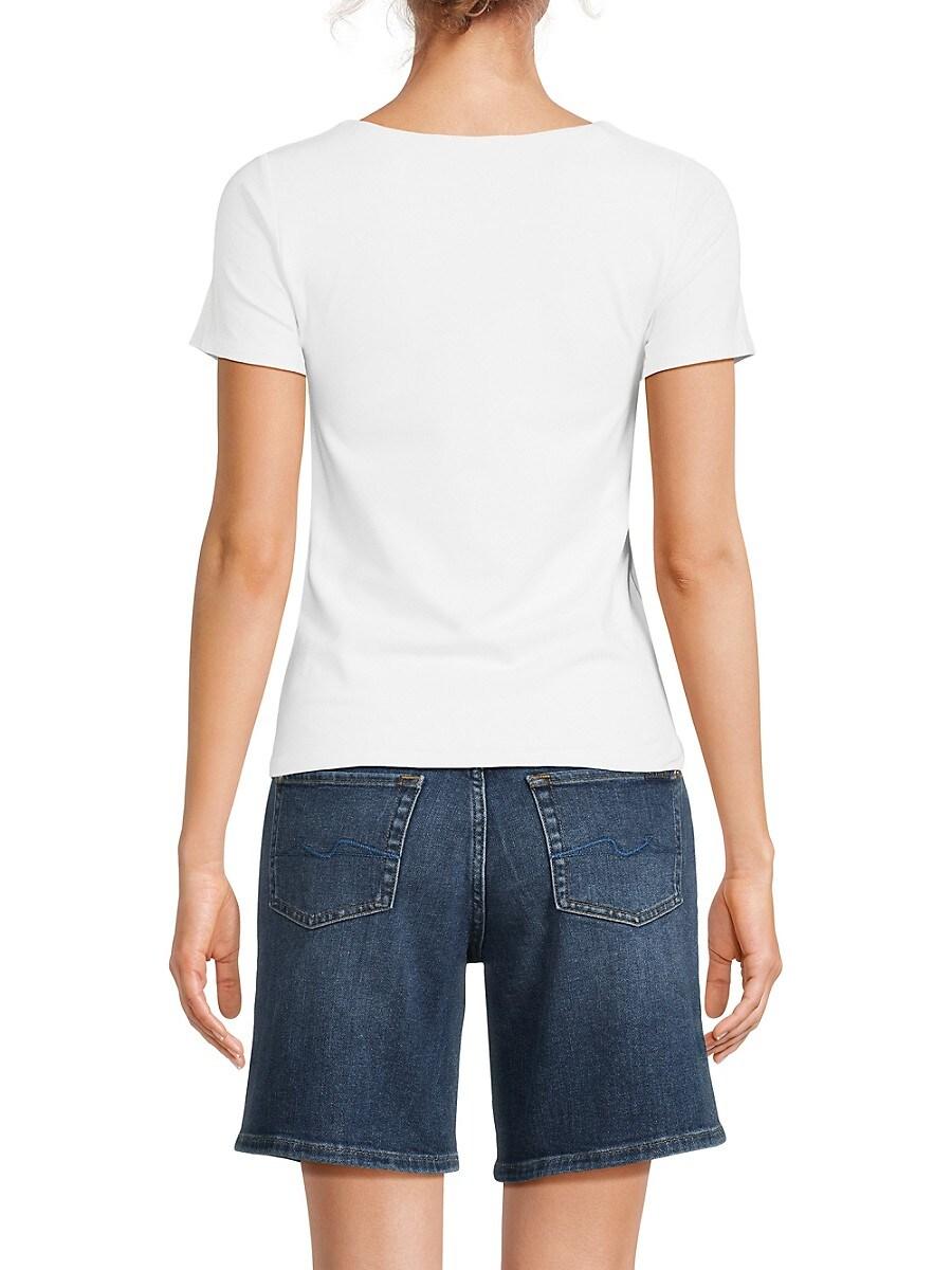売れ筋商品|||7フォーオールマンカインド Tシャツ トップス レディース Women's Rhinestone Logo Cotton T-Shirt Cotton Black 7 For All Mankind T-shirts for Women | Online Sale up to 80