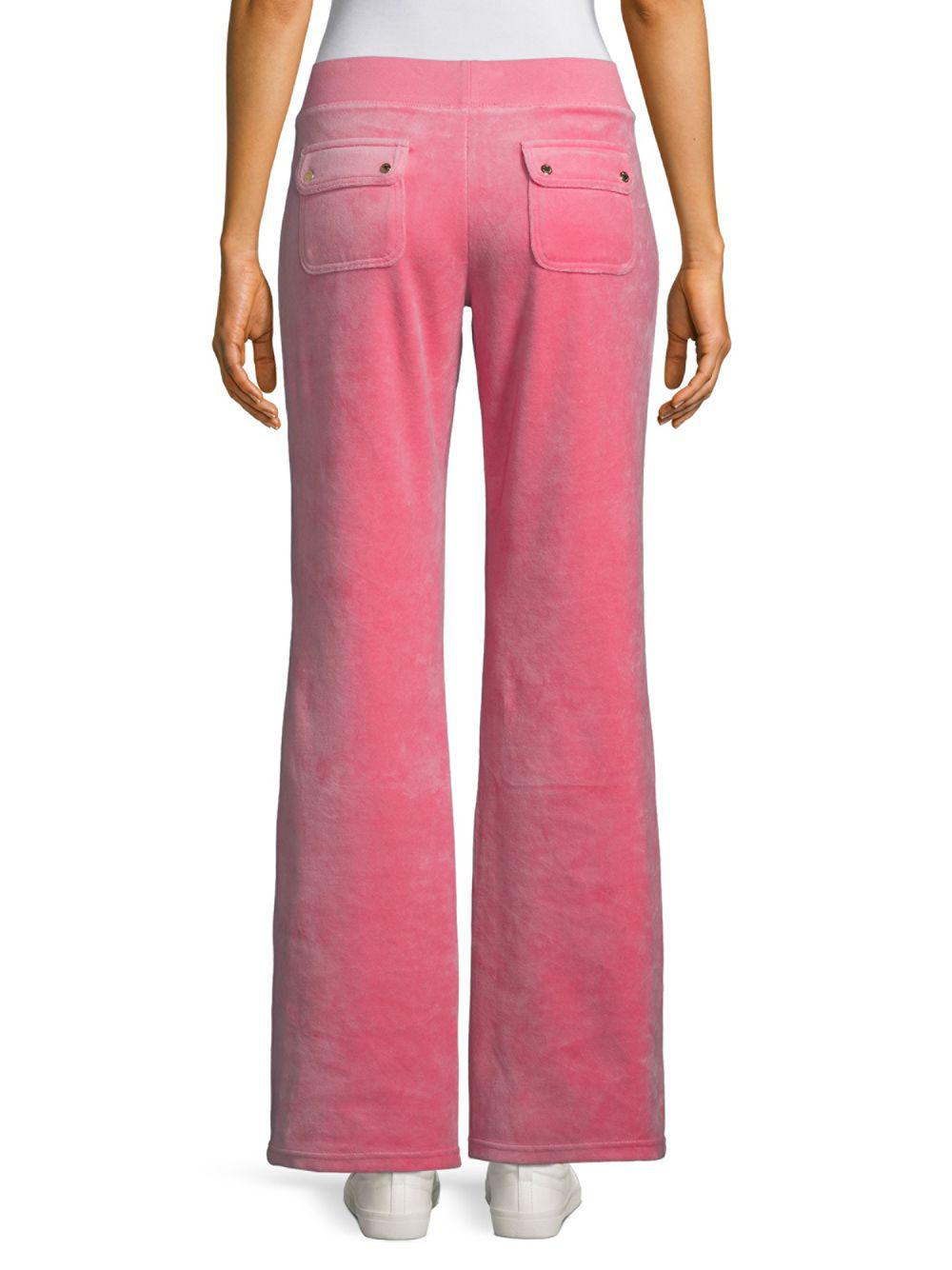Juicy Couture Cotton Wide-leg Velour Track Pants in Pink - Lyst