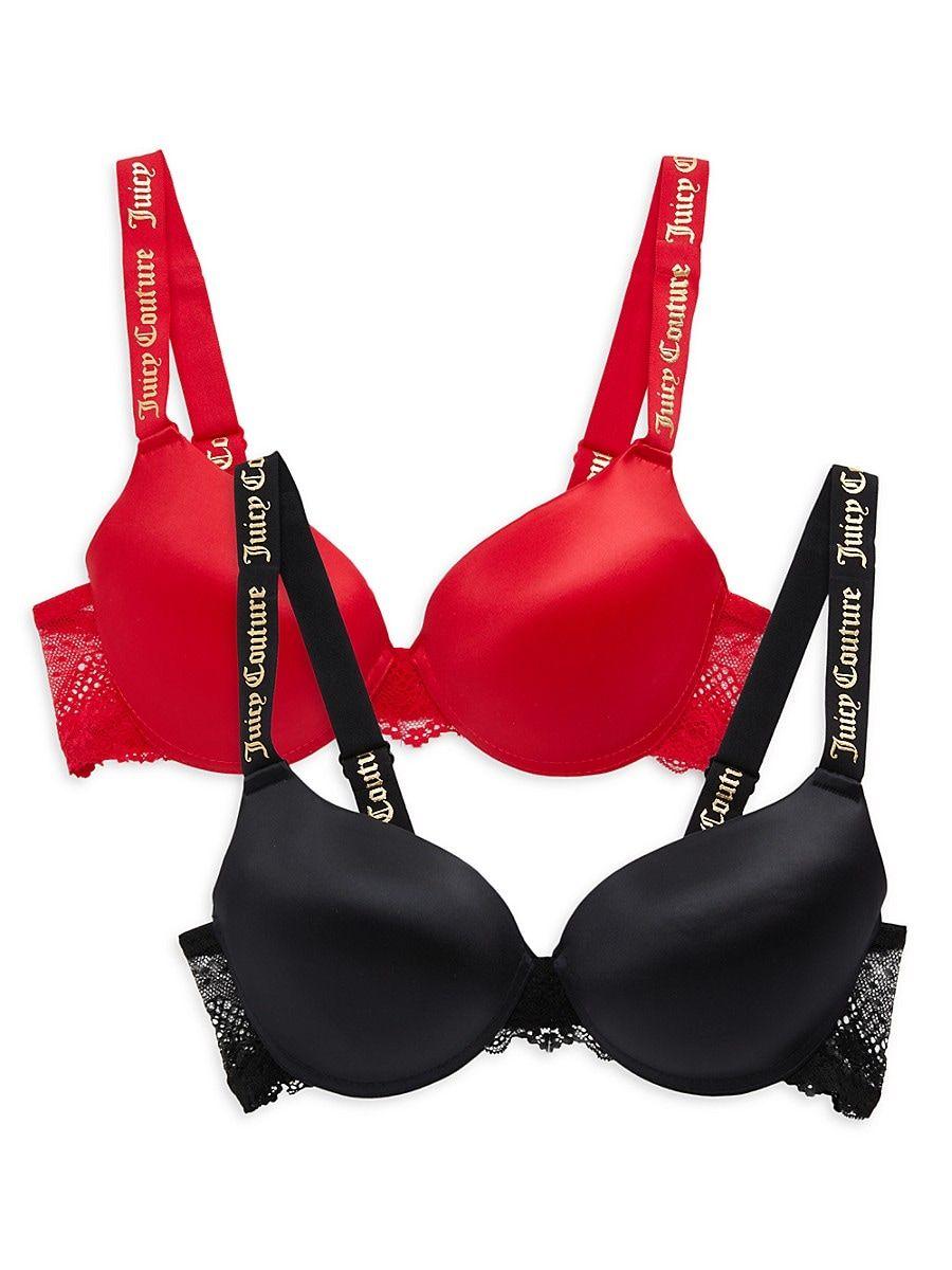 Juicy Couture 2-pack Lace Trim Push Up Bra in Red