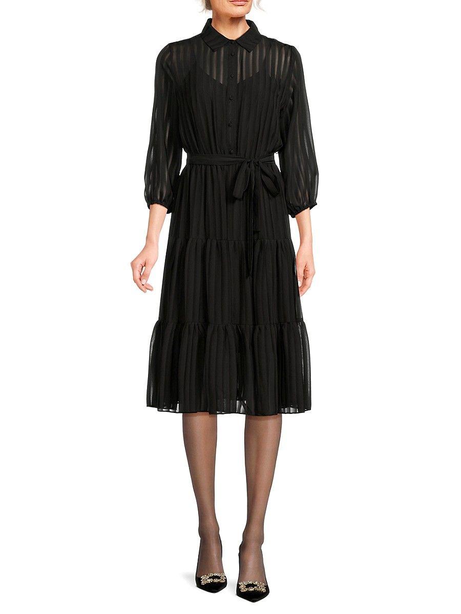 Nanette Lepore Textured Midi Dress in Black Lyst