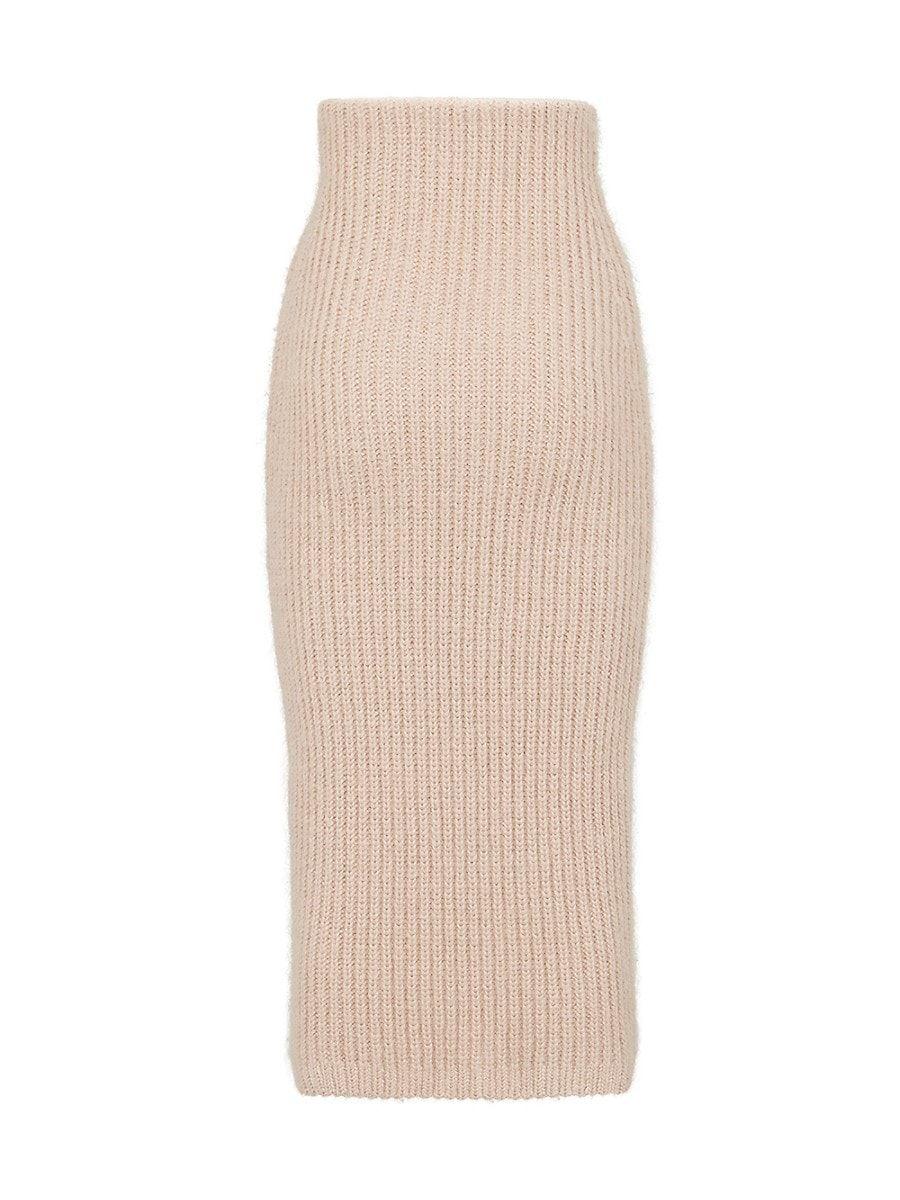 Fendi Rib-knit Mohair Midi-skirt in Natural | Lyst