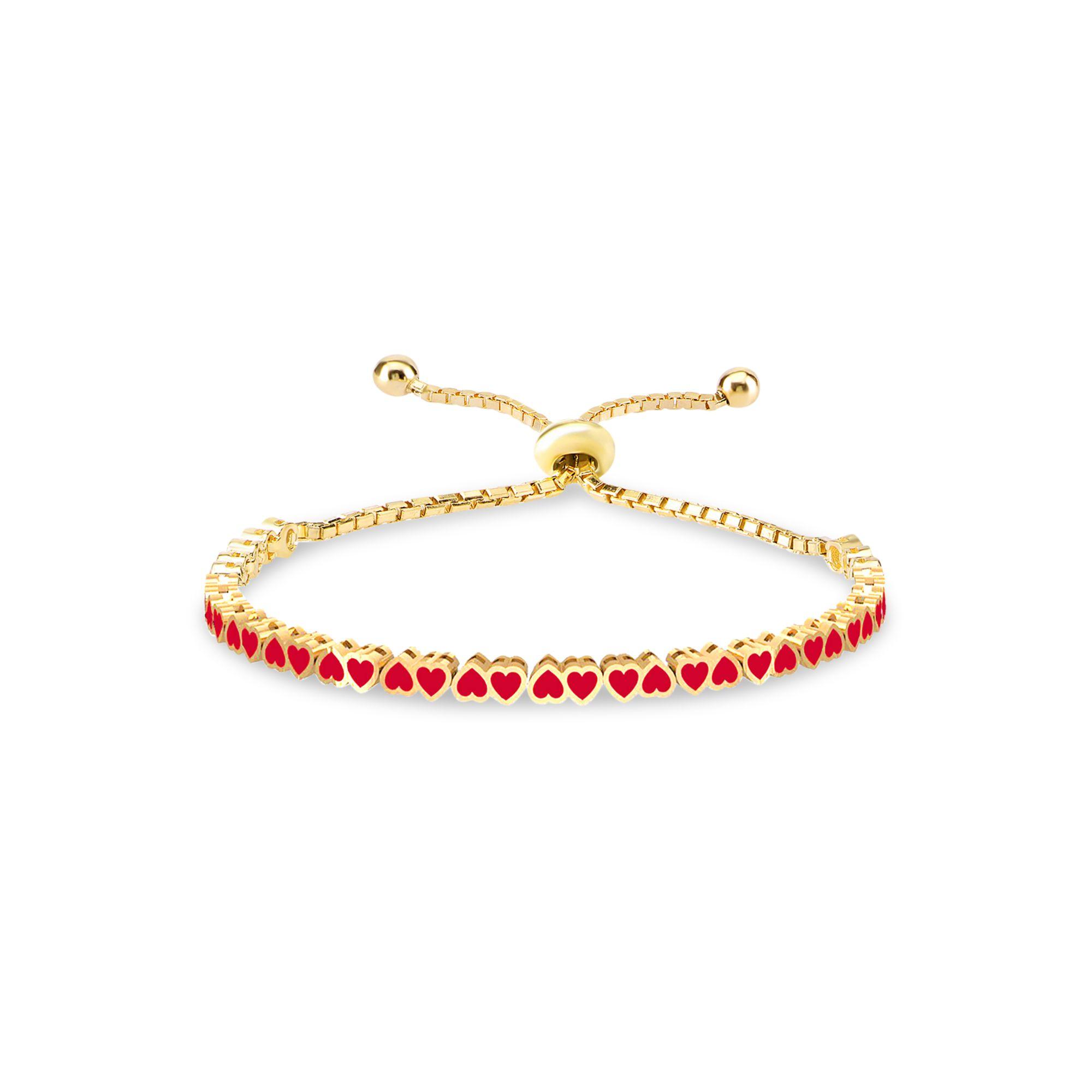 Gabi Rielle 14k Gold Vermeil Red Heart-cut Evil Eye Bracelet in