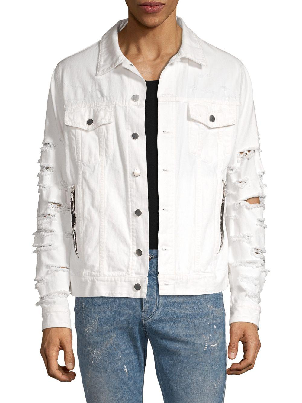distressed white denim jacket