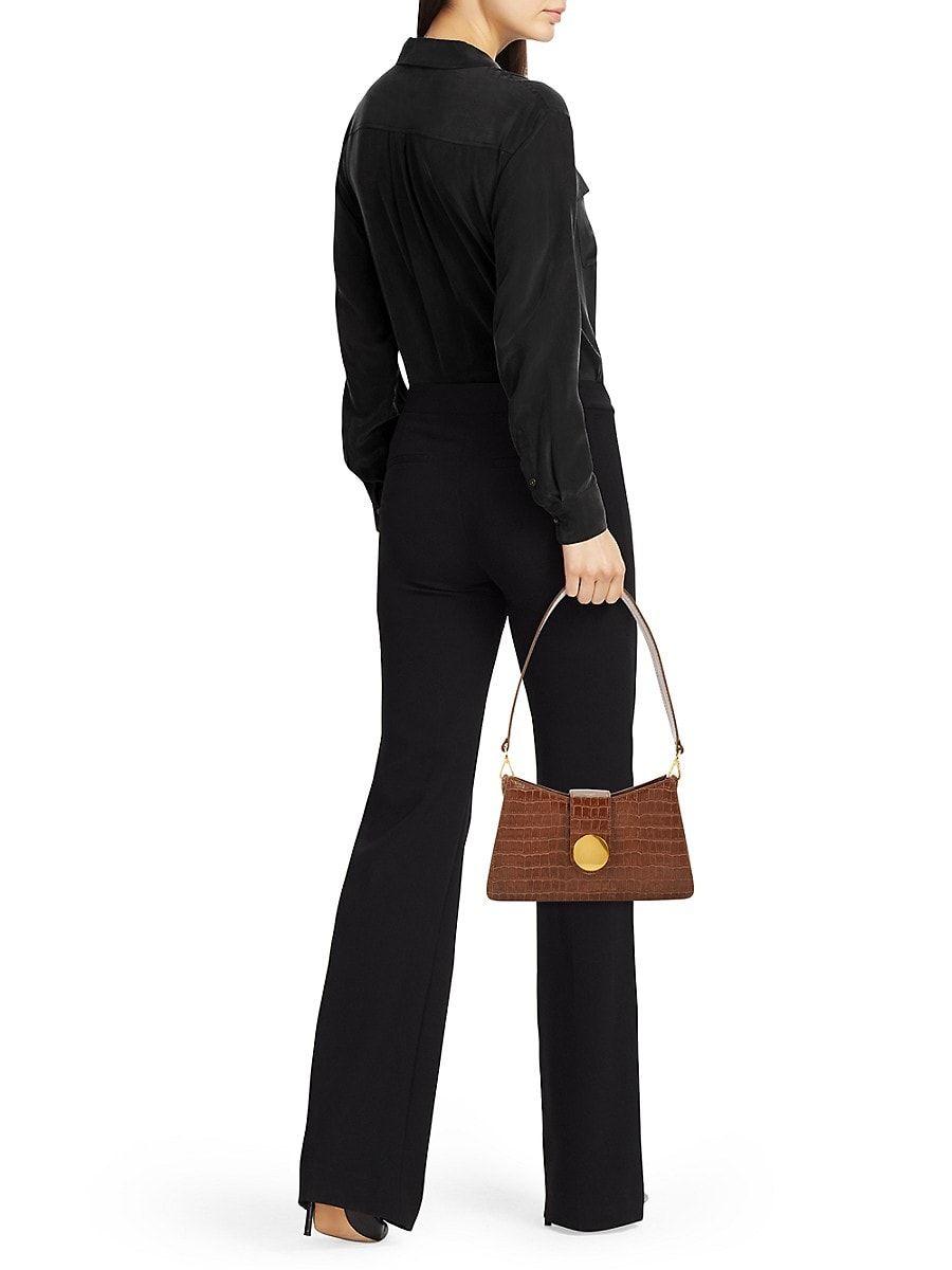 Elleme Baguette Croc Embossed Leather Shoulder Bag in Brown | Lyst