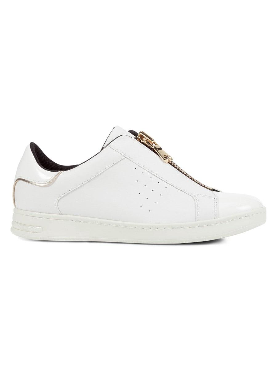 Geox Women's Jaysen Front-zip Sneakers - White - Size 35 (5) | Lyst